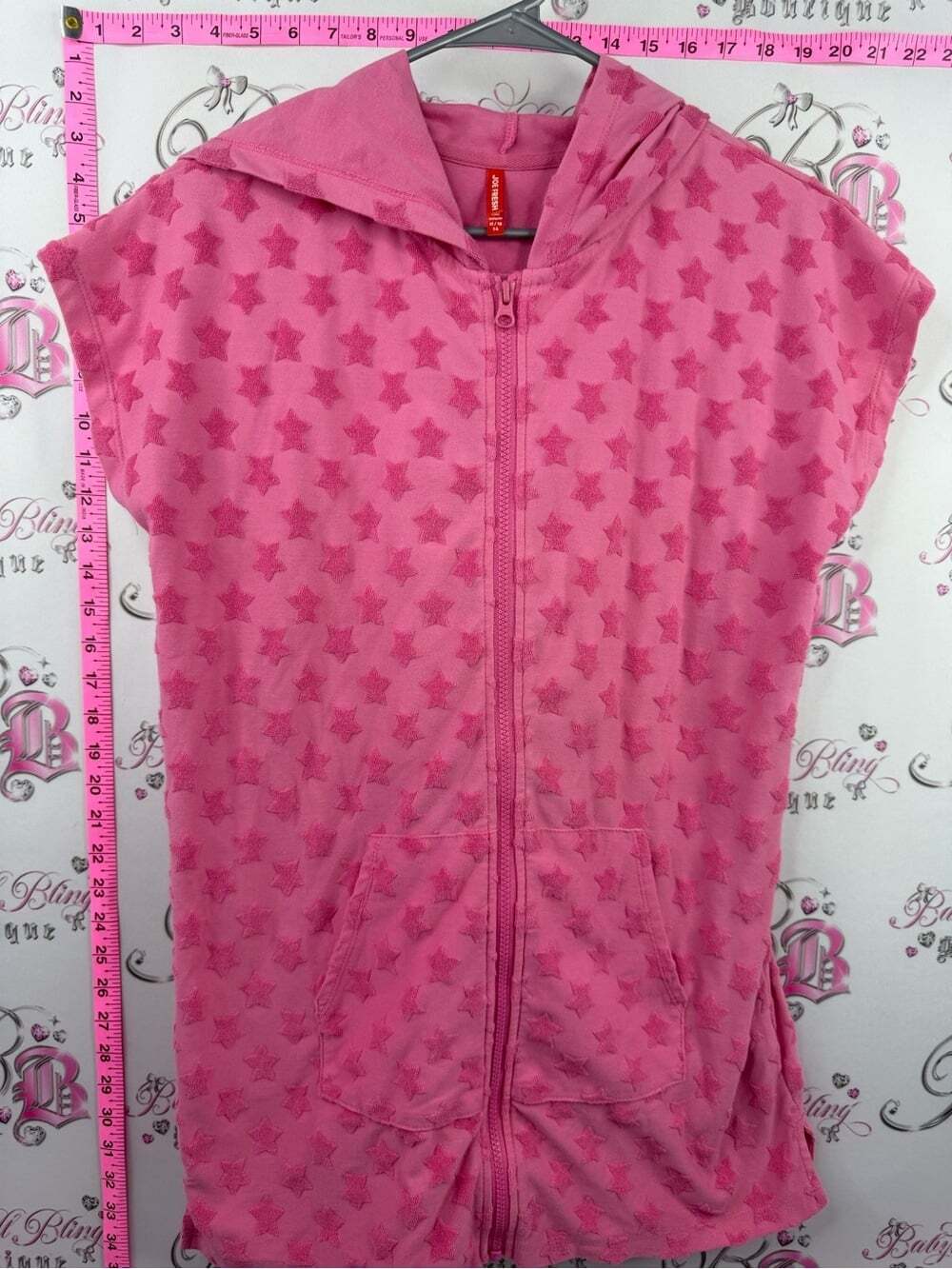 Joe fresh shirt zip up stars cloth Terry Girls' Pink Star Zip Hoodie Vest
